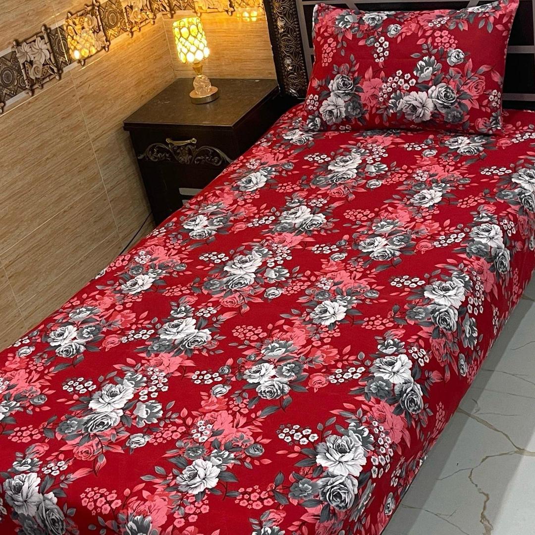 4 Pcs Crystal Cotton Printed Single Bedsheet