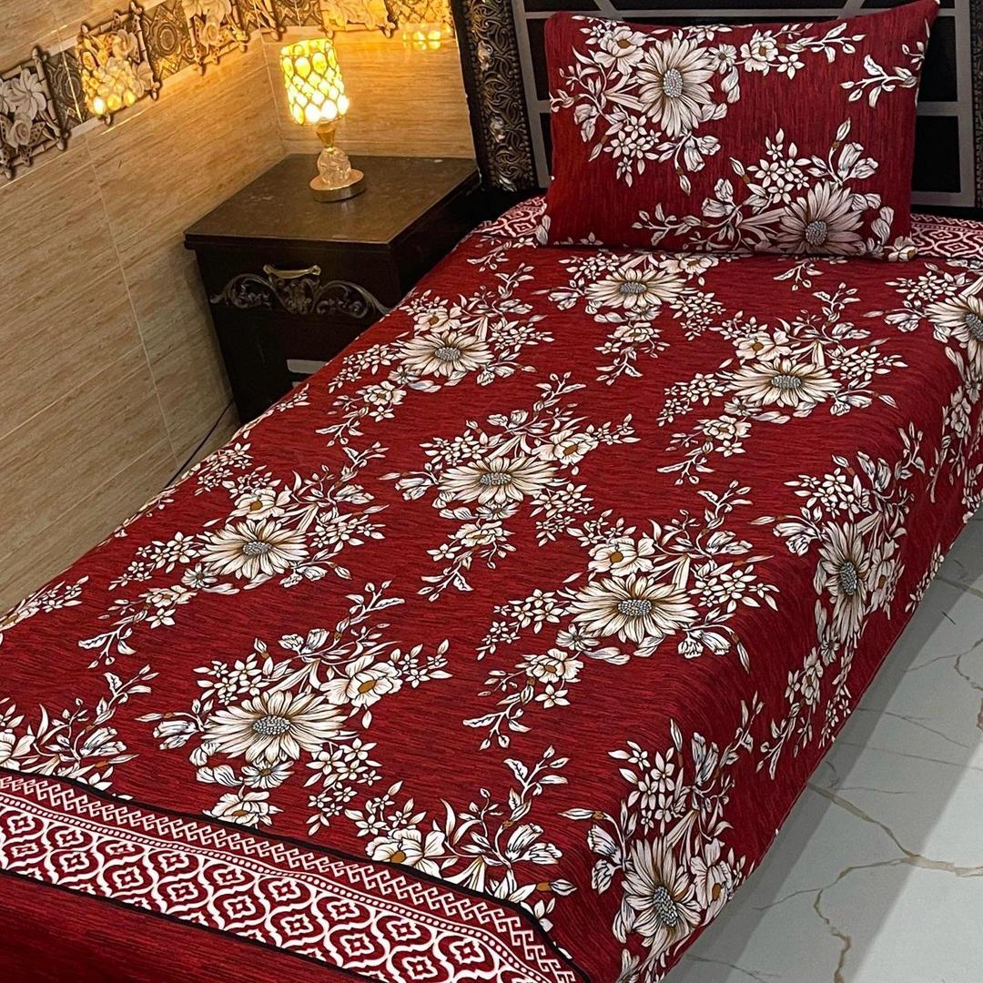 4 Pcs Crystal Cotton Printed Single Bedsheet