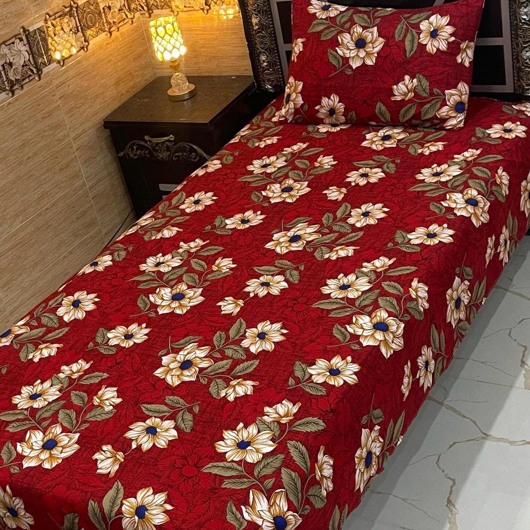 4 Pcs Crystal Cotton Printed Single Bedsheet