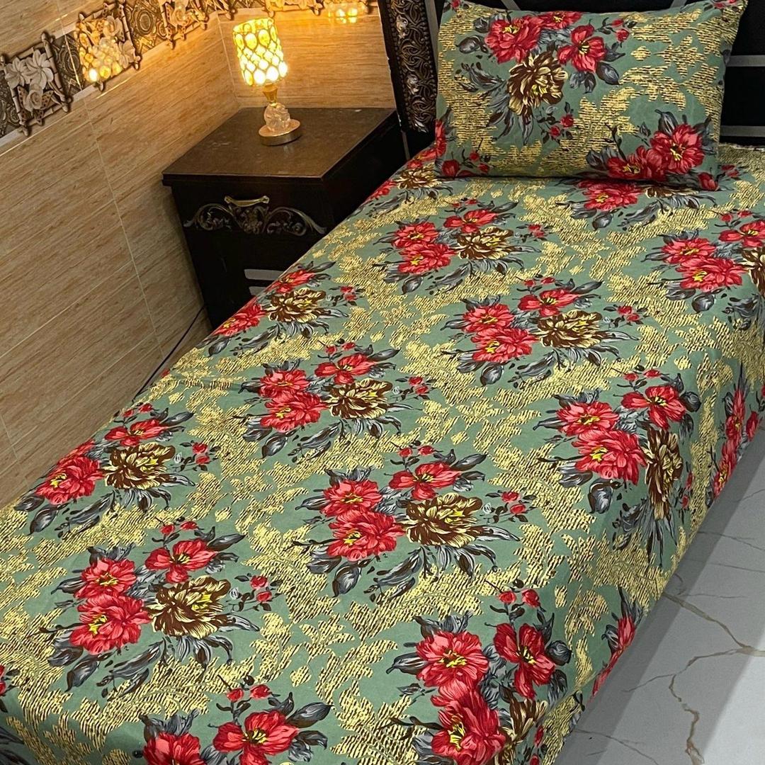 4 Pcs Crystal Cotton Printed Single Bedsheet