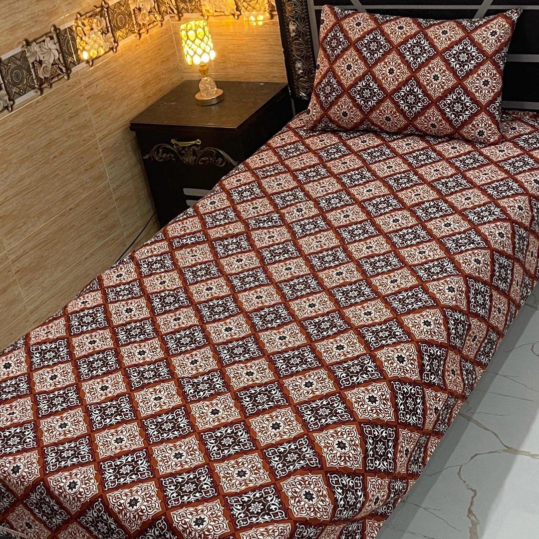 4 Pcs Crystal Cotton Printed Single Bedsheet
