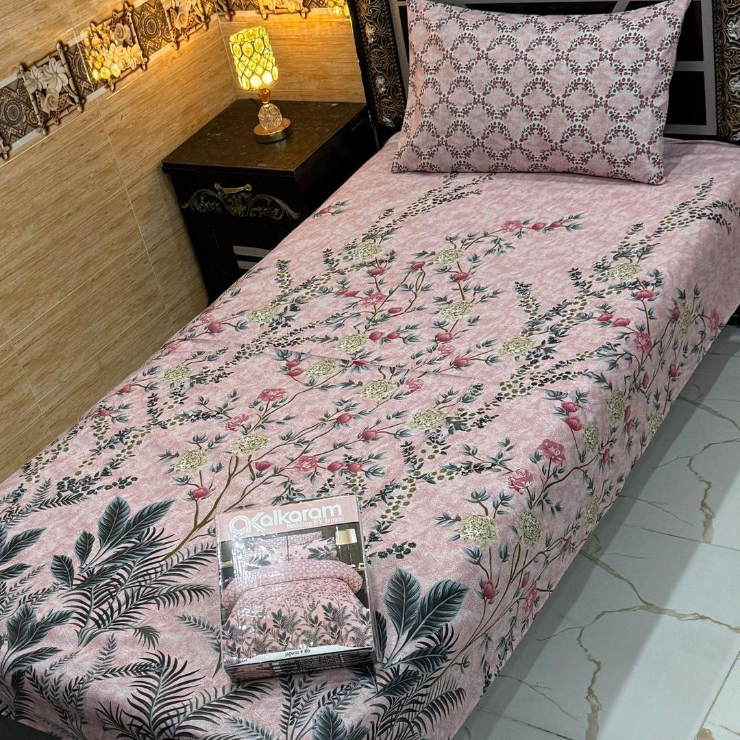 4 Pcs Cotton Salonica Printed Single Bedsheet