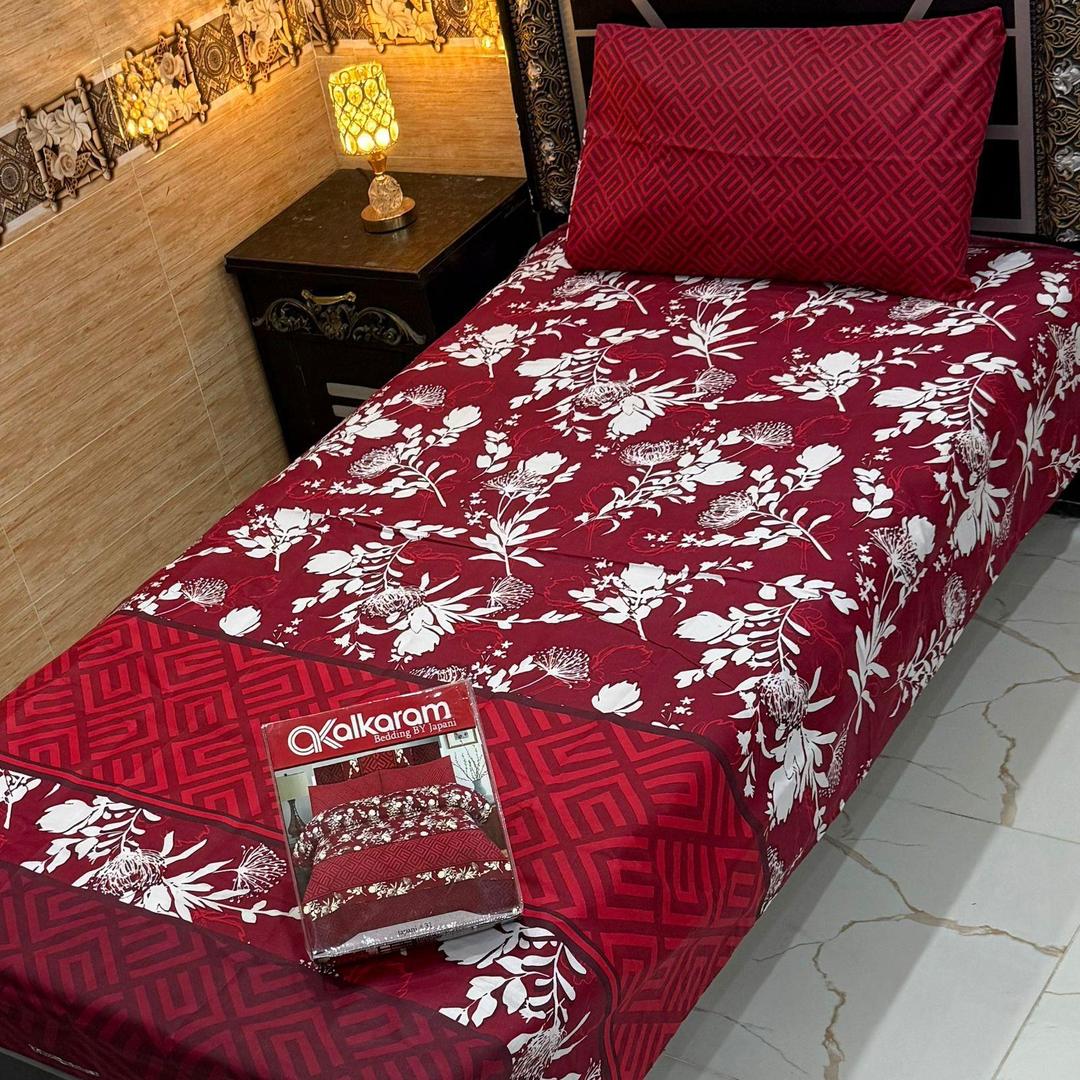 4 Pcs Cotton Salonica Printed Single Bedsheet