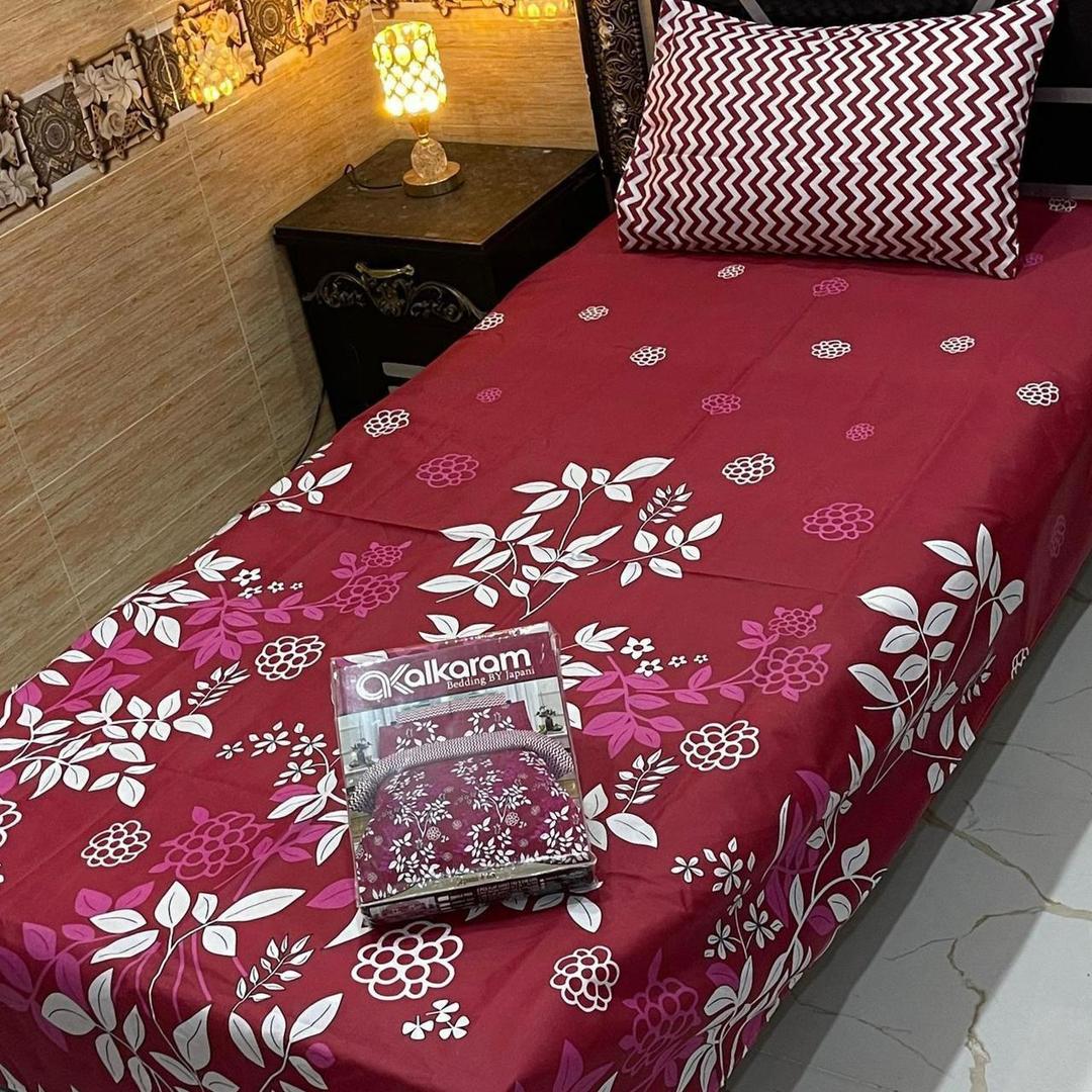 4 Pcs Cotton Salonica Printed Single Bedsheet