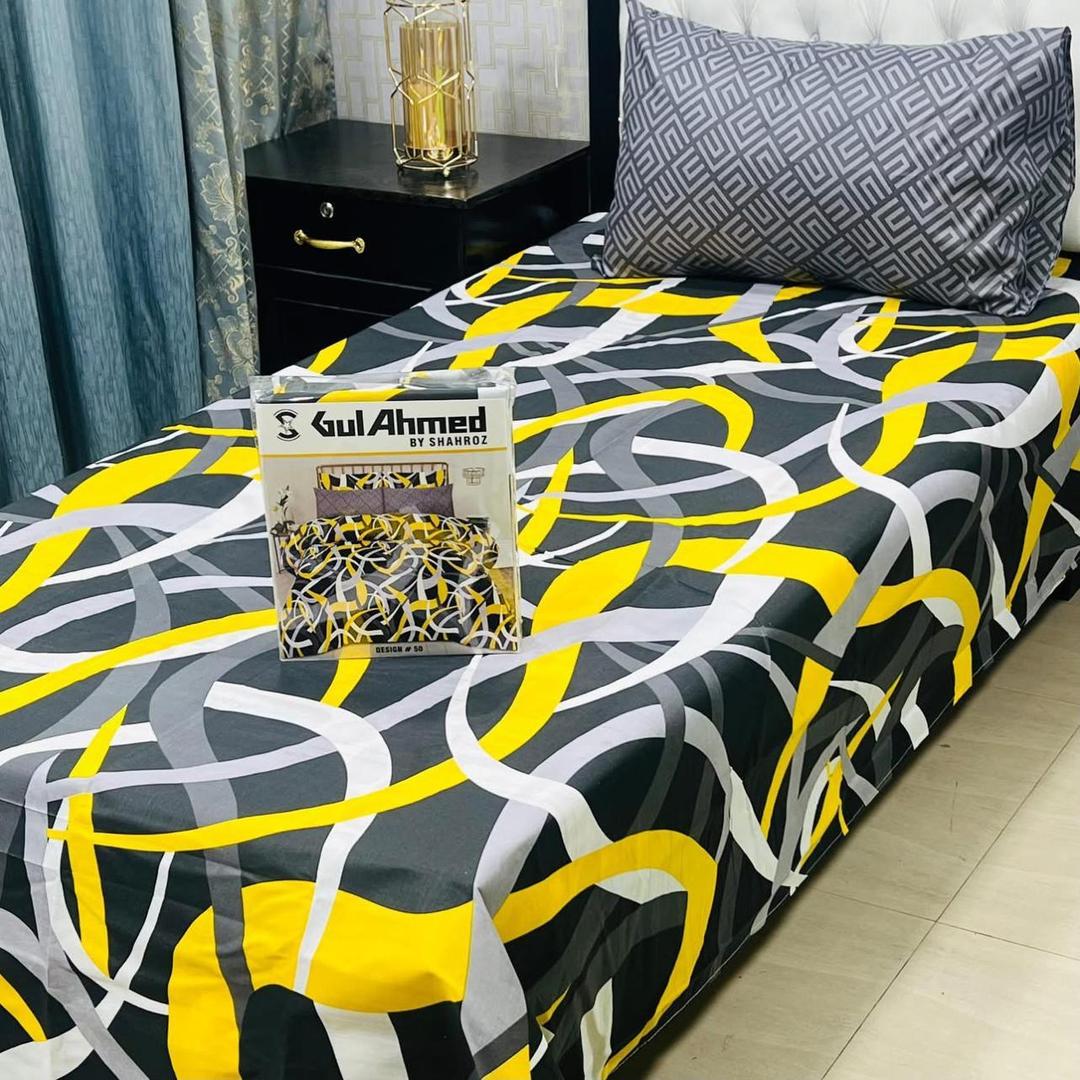 4 Pcs Cotton Salonica Printed Single Bedsheet
