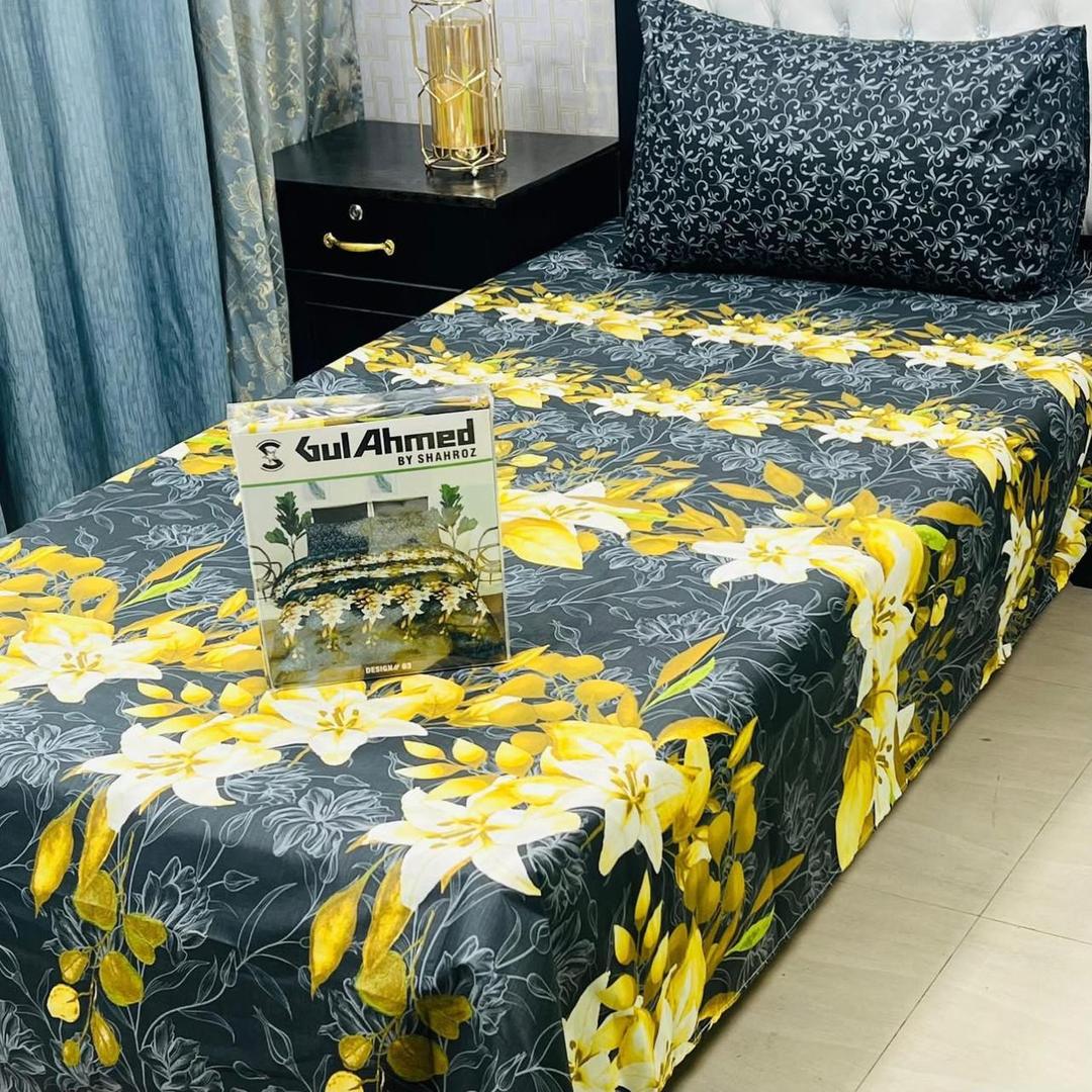 4 Pcs Cotton Salonica Printed Single Bedsheet