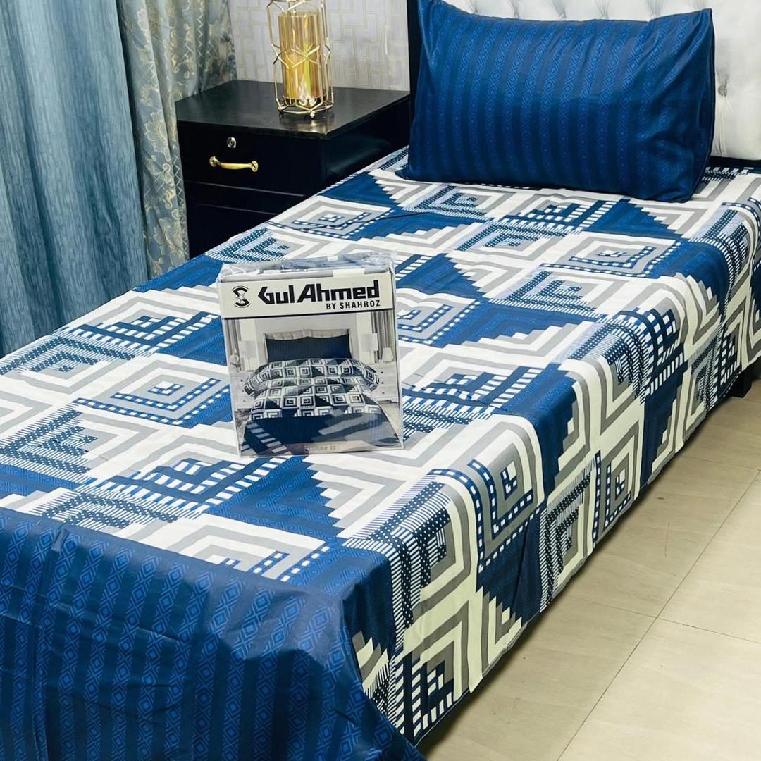 4 Pcs Cotton Salonica Printed Single Bedsheet