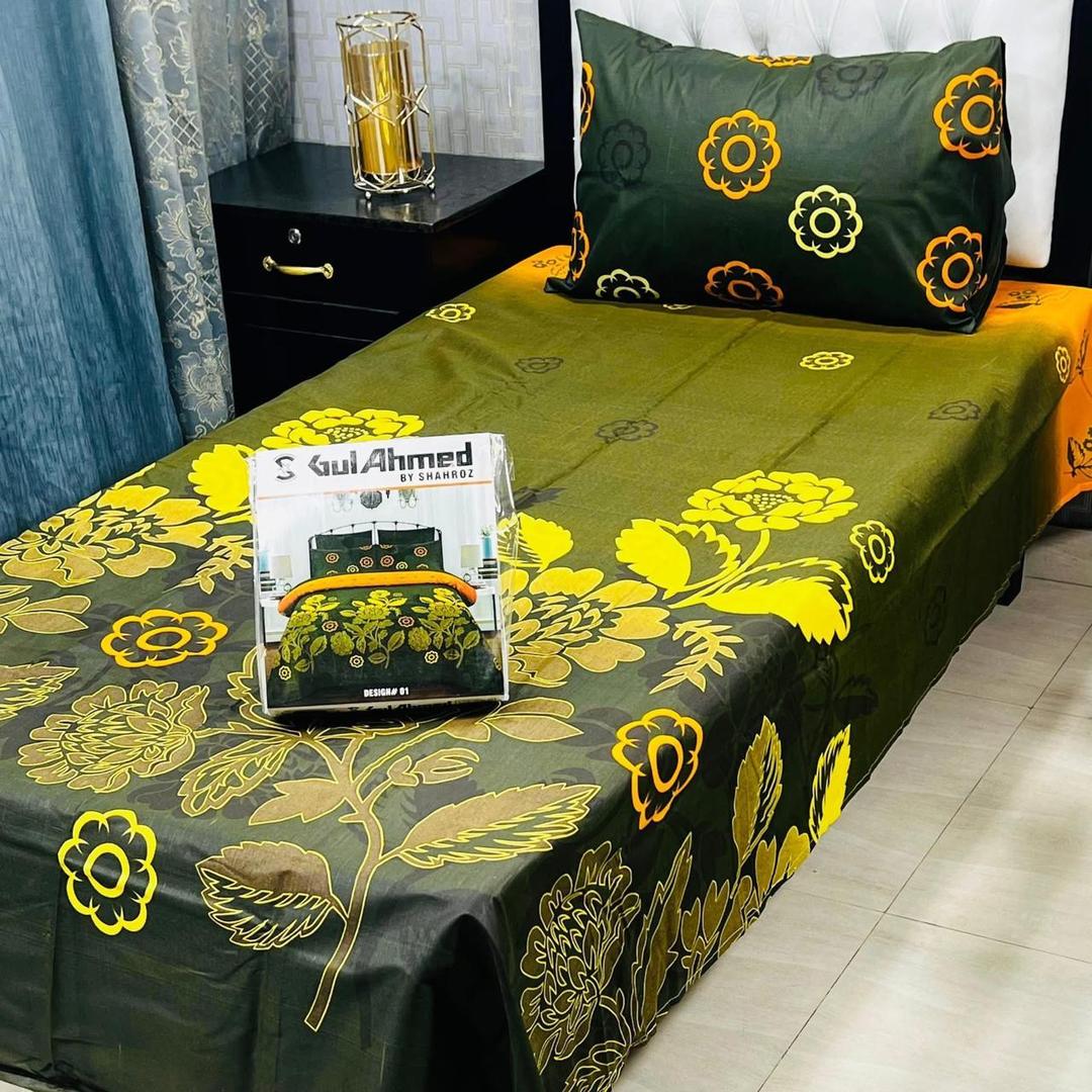 4 Pcs Cotton Salonica Printed Single Bedsheet
