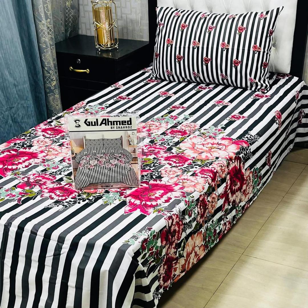 4 Pcs Cotton Salonica Printed Single Bedsheet