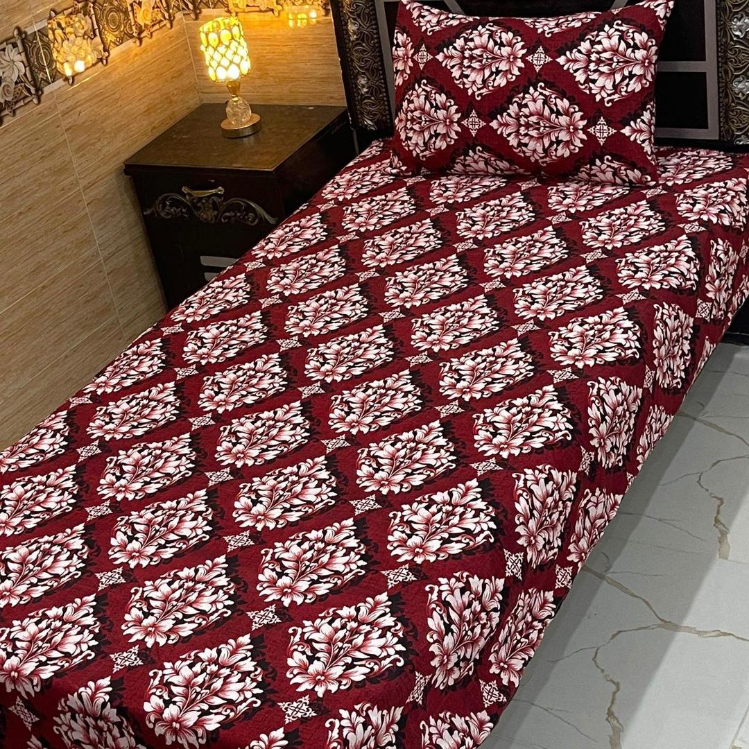 4 Pcs Crystal Cotton Printed Single Bedsheet