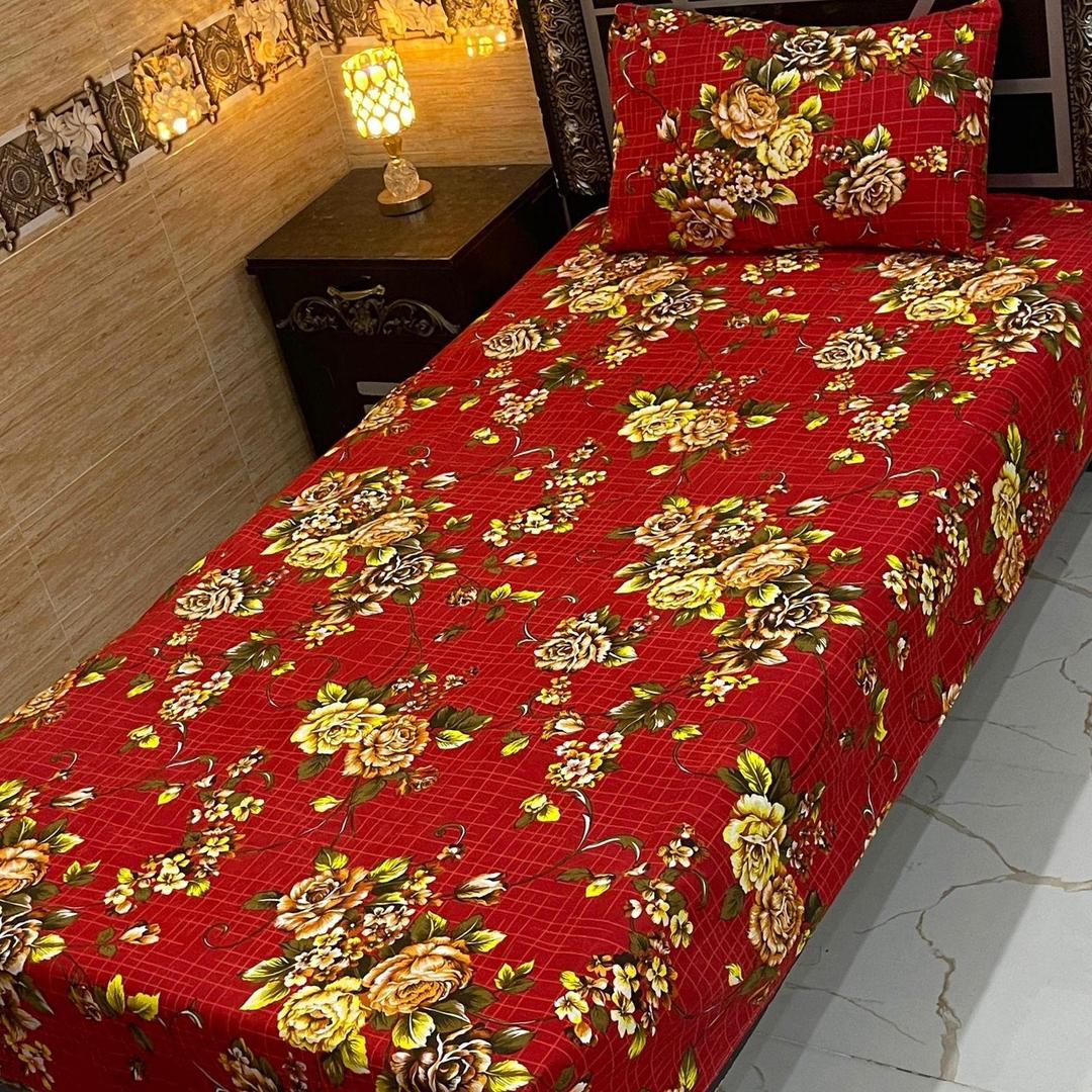 4 Pcs Crystal Cotton Printed Single Bedsheet