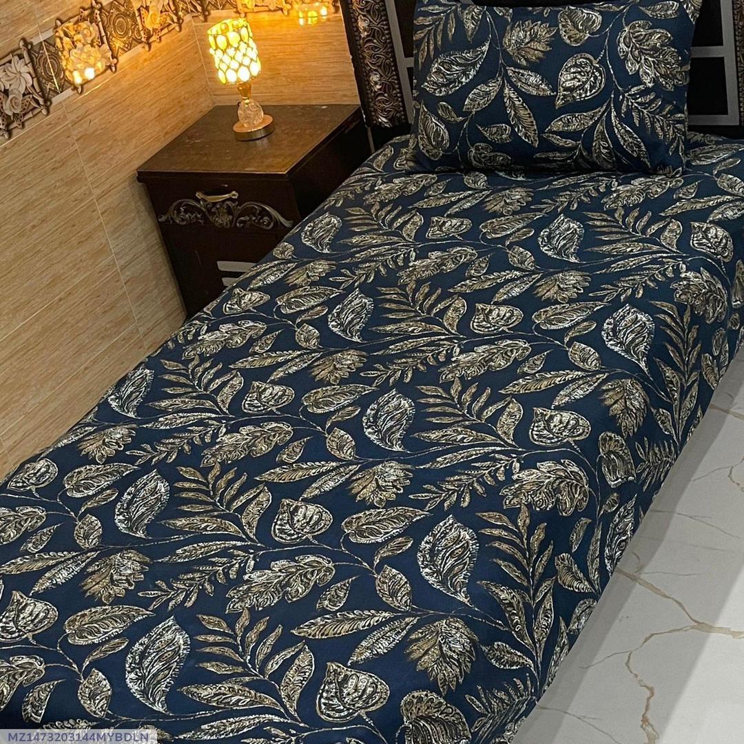 Crystal Cotton Printed Single Bedsheet Black 4 Pcs Set