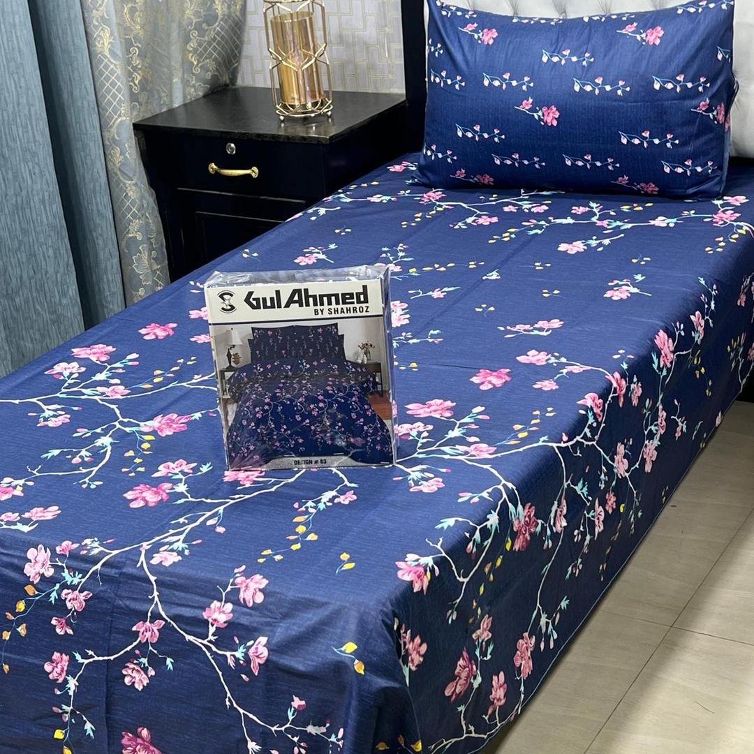 4 Pcs Cotton Salonica Printed Single Bedsheet
