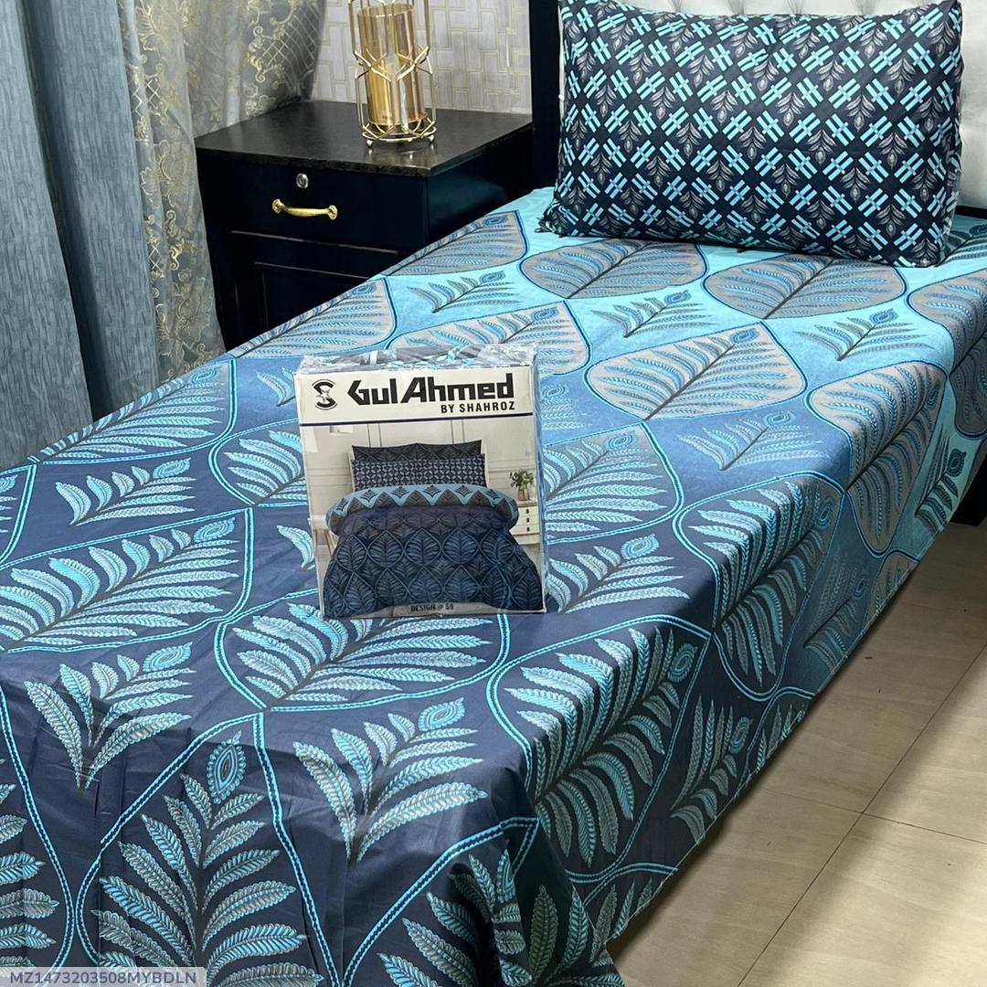 Blue Cotton Salonica 4 Pcs Single Bedsheet Set