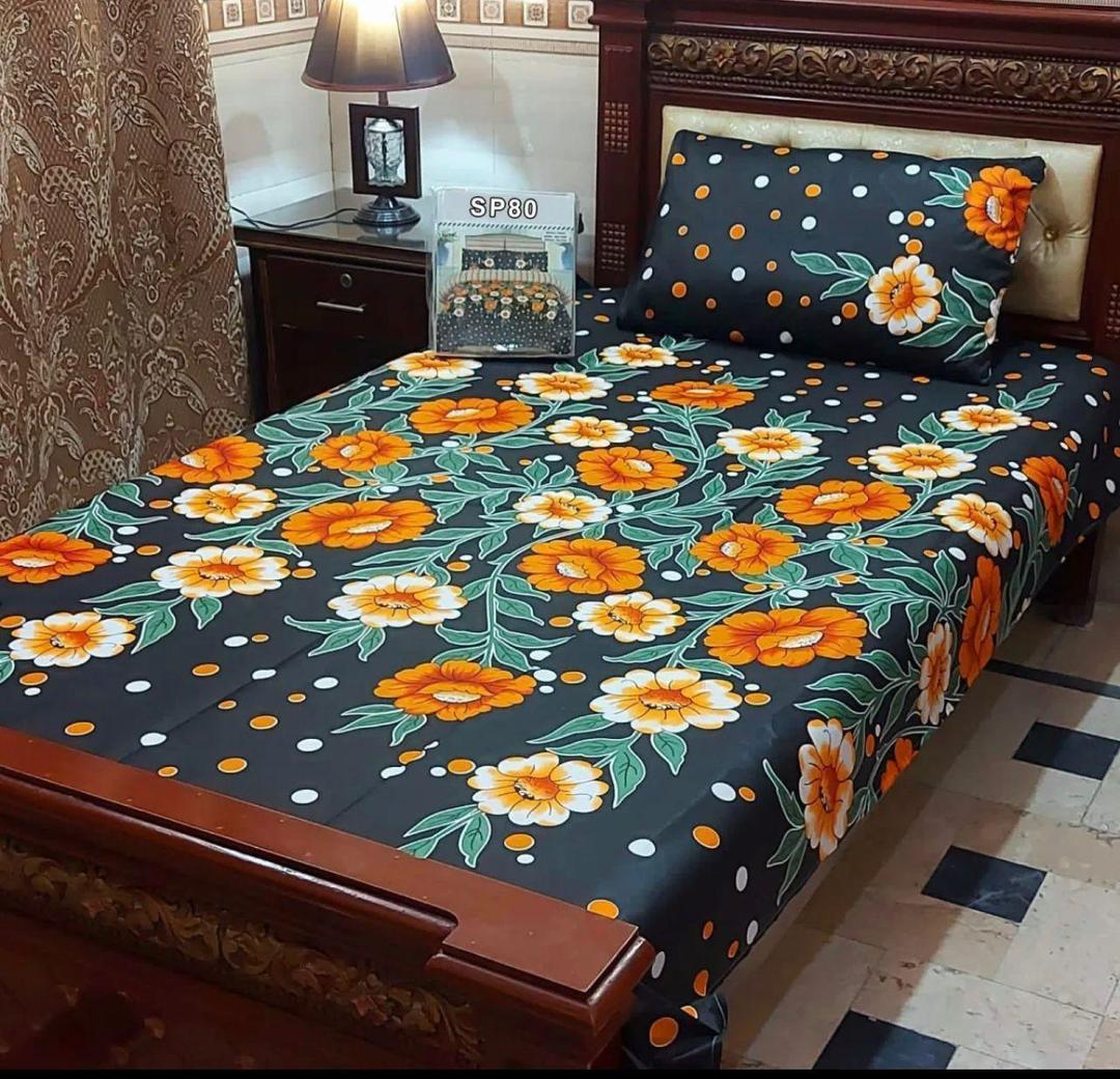 4 Pcs Cotton Salonica Printed Single Bedsheet