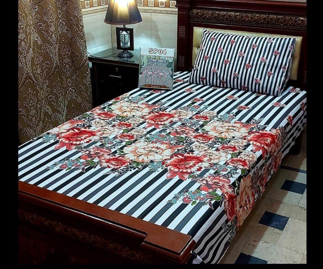 4 Pcs Cotton Salonica Printed Single Bedsheet
