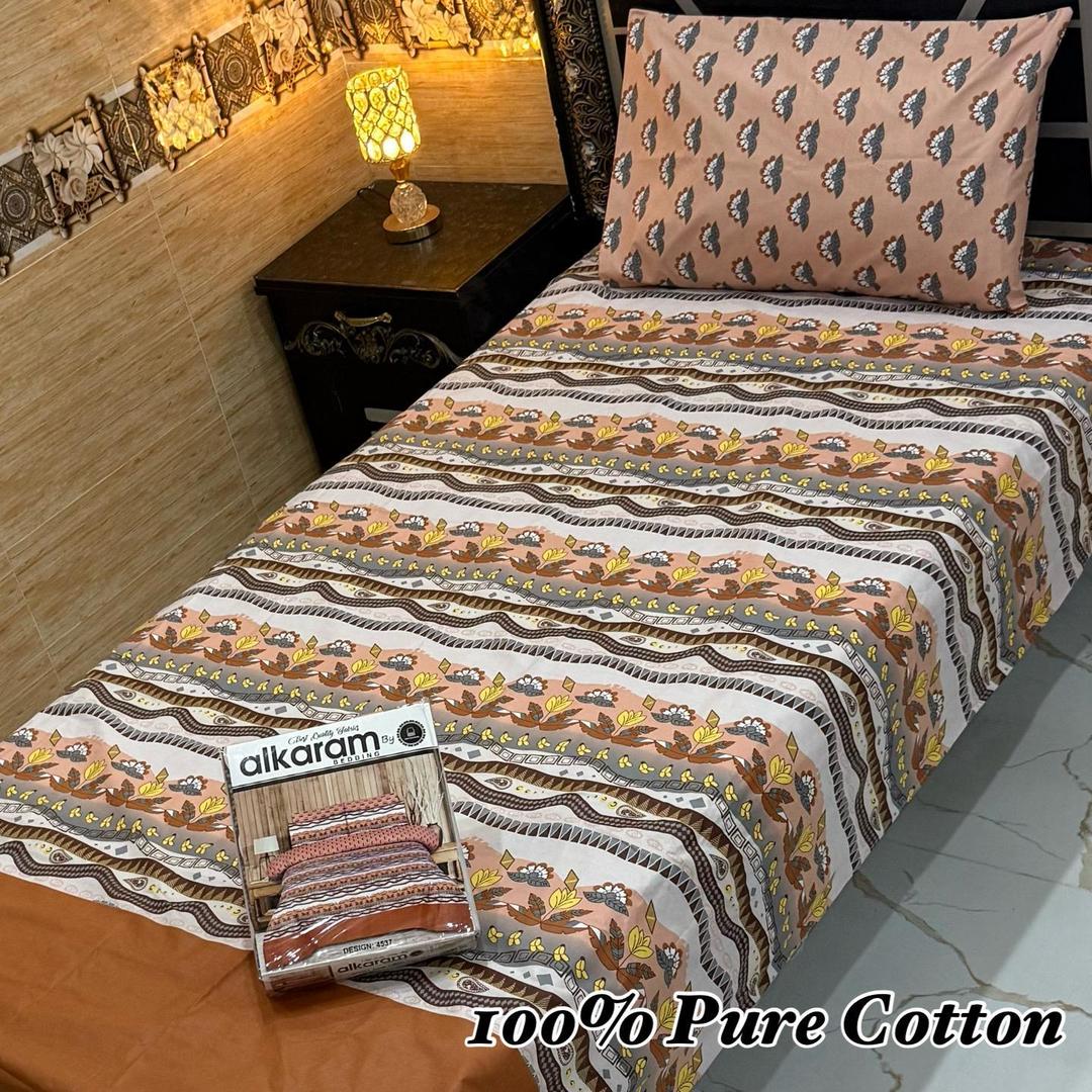 Vibrant 4 Pcs Cotton Printed Single Bedsheet