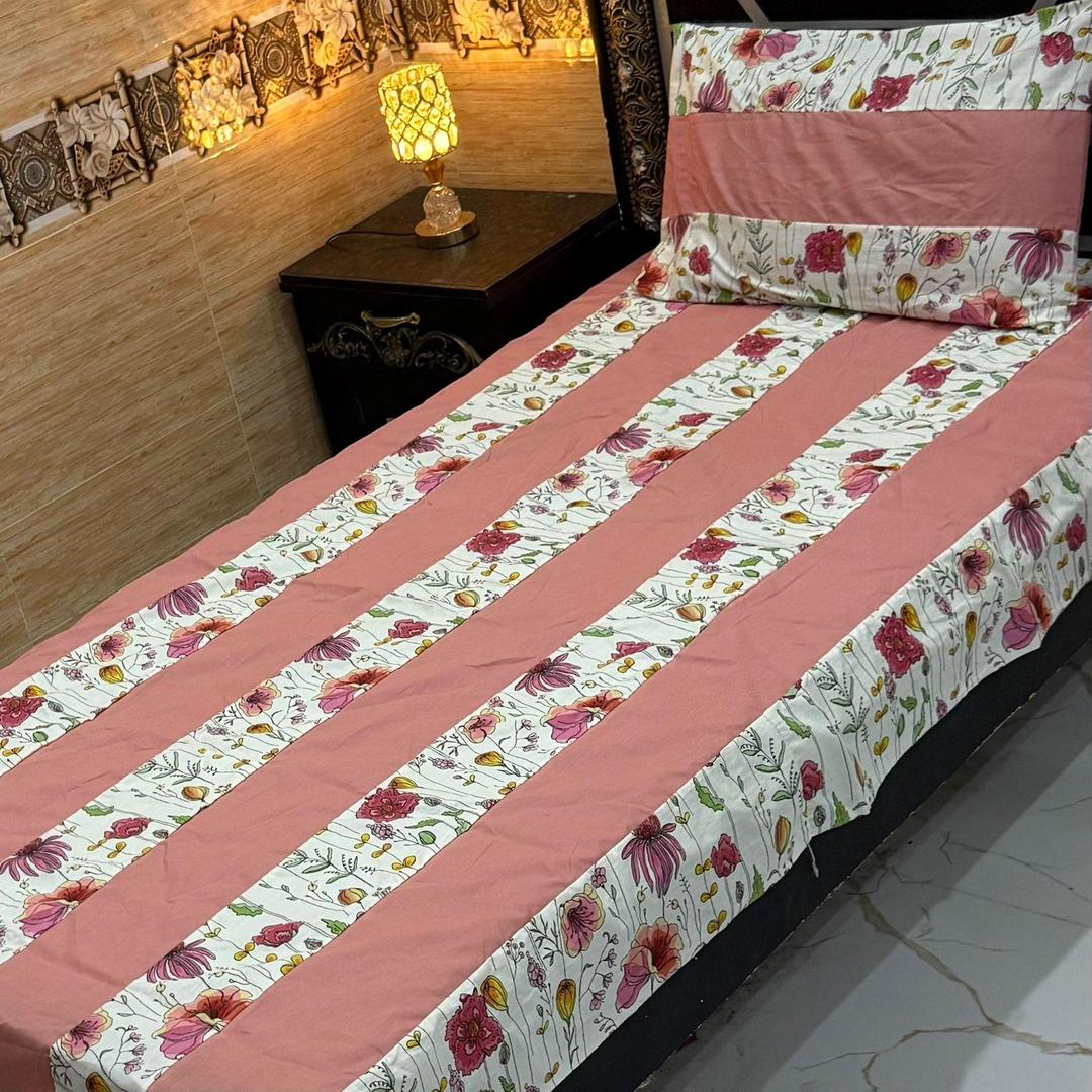 Stylish 2 Pcs Cotton Sotton Patchwork Single Bedsheet