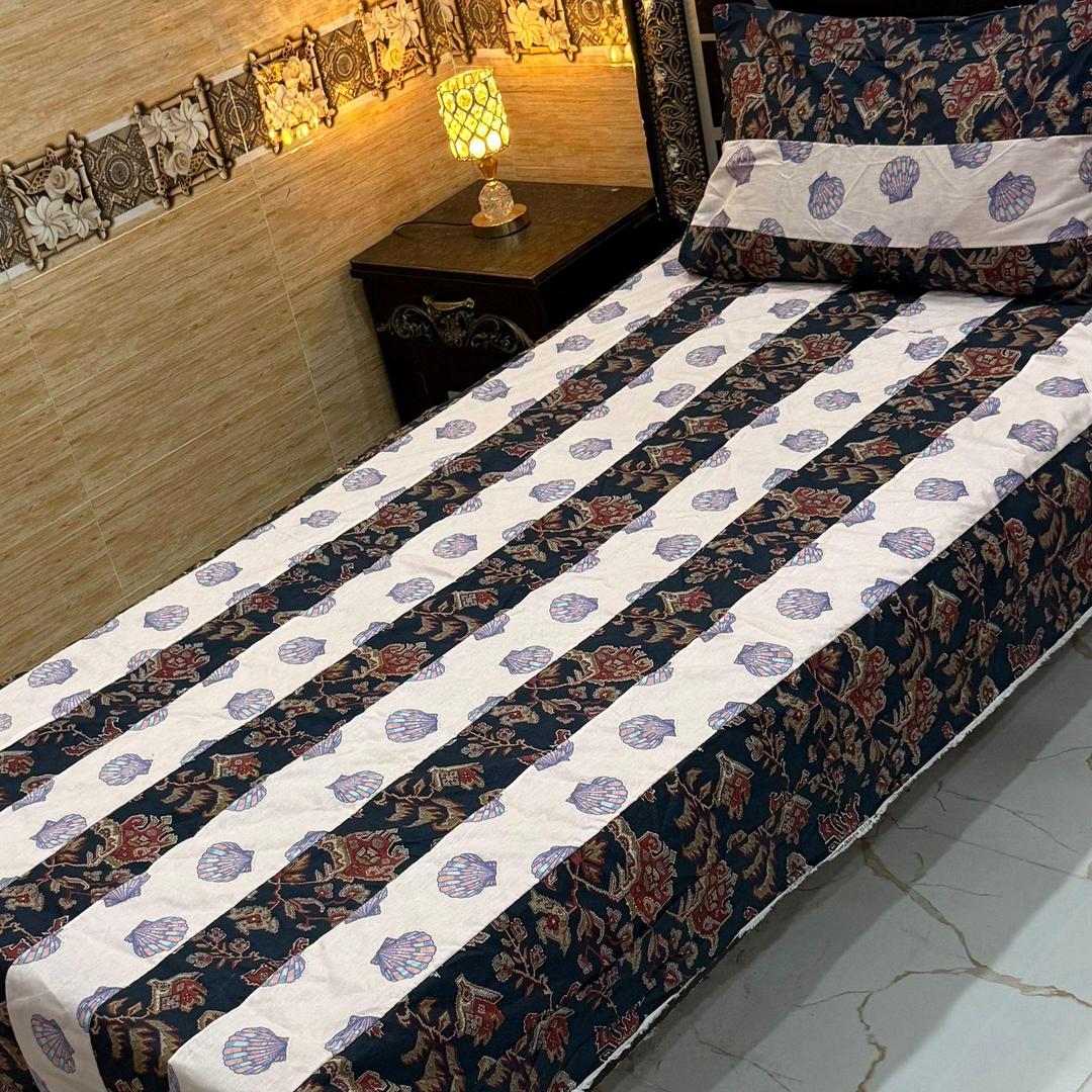 Stylish 2 Pcs Cotton Sotton Patchwork Single Bedsheet