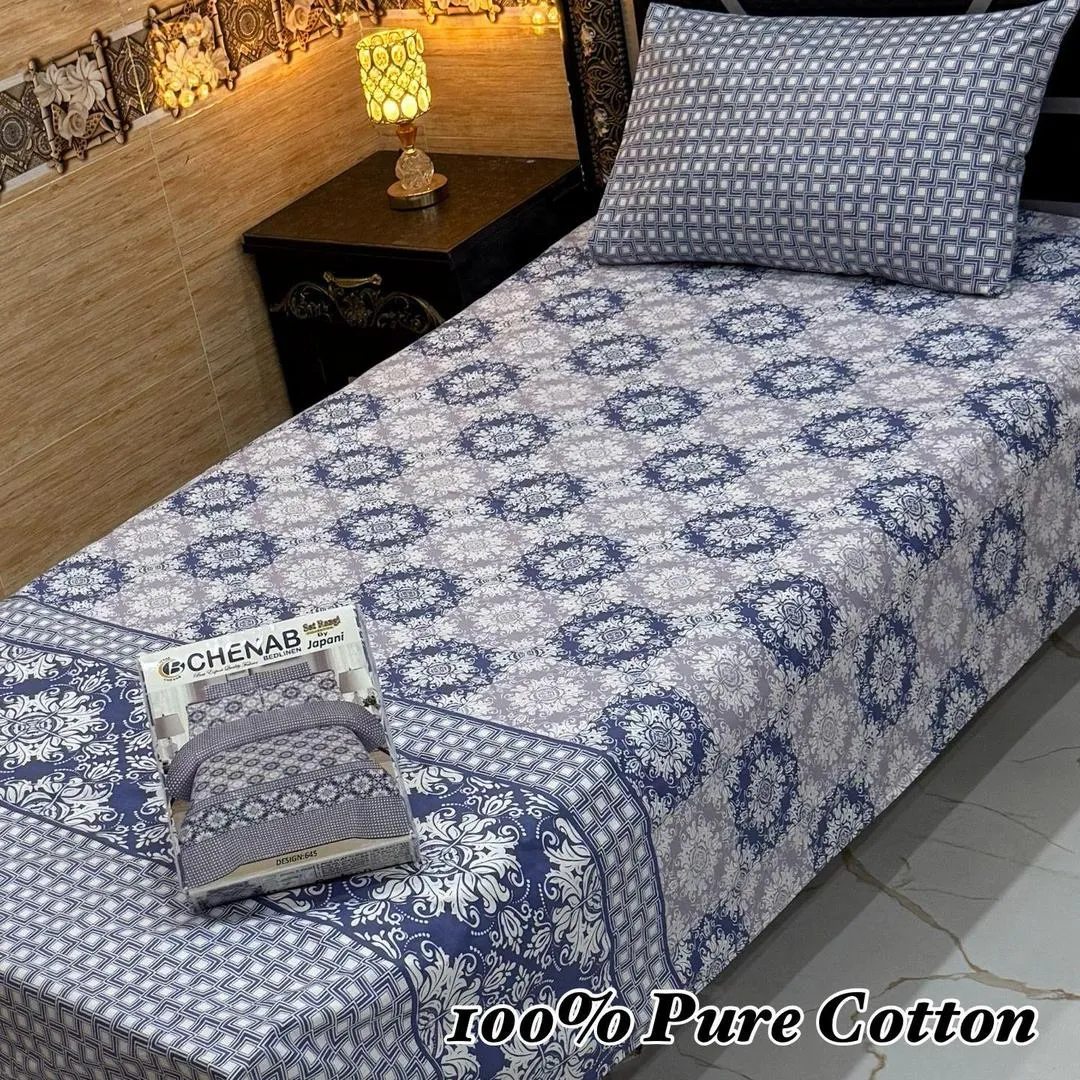 Vibrant 4 Pcs Pure Cotton Printed Single Bedsheet