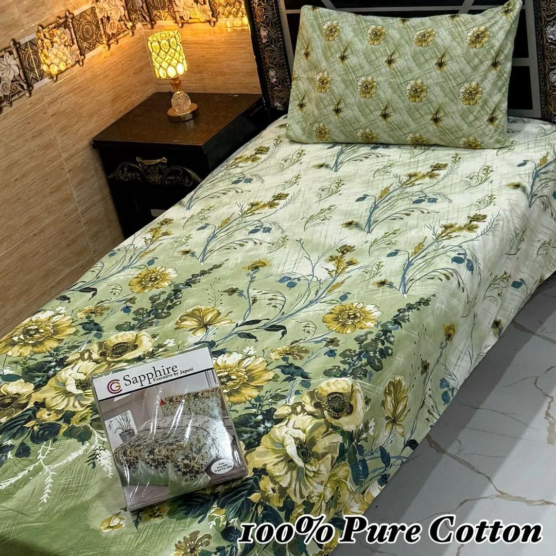 Vibrant 4 Pcs Pure Cotton Printed Single Bedsheet