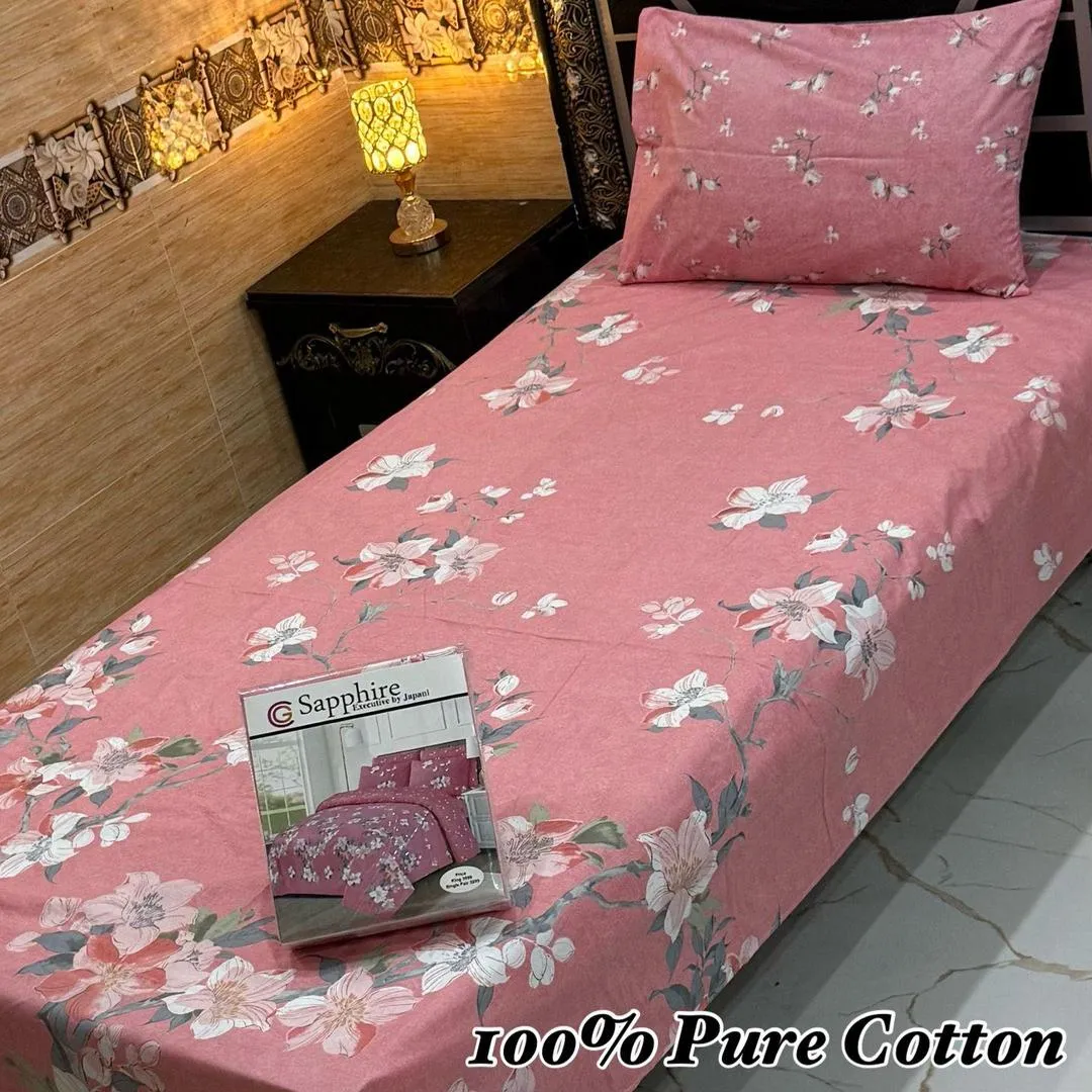 Vibrant 4 Pcs Pure Cotton Printed Single Bedsheet