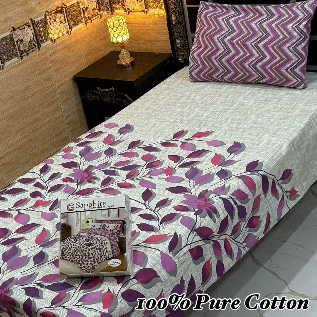 Vibrant 4 Pcs Pure Cotton Printed Single Bedsheet