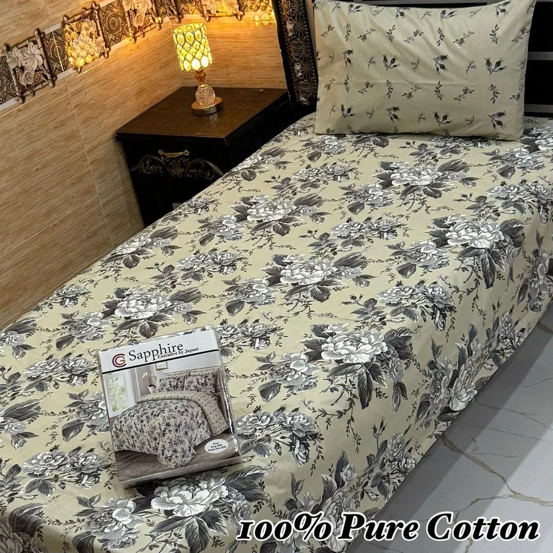 Vibrant 4 Pcs Pure Cotton Printed Single Bedsheet