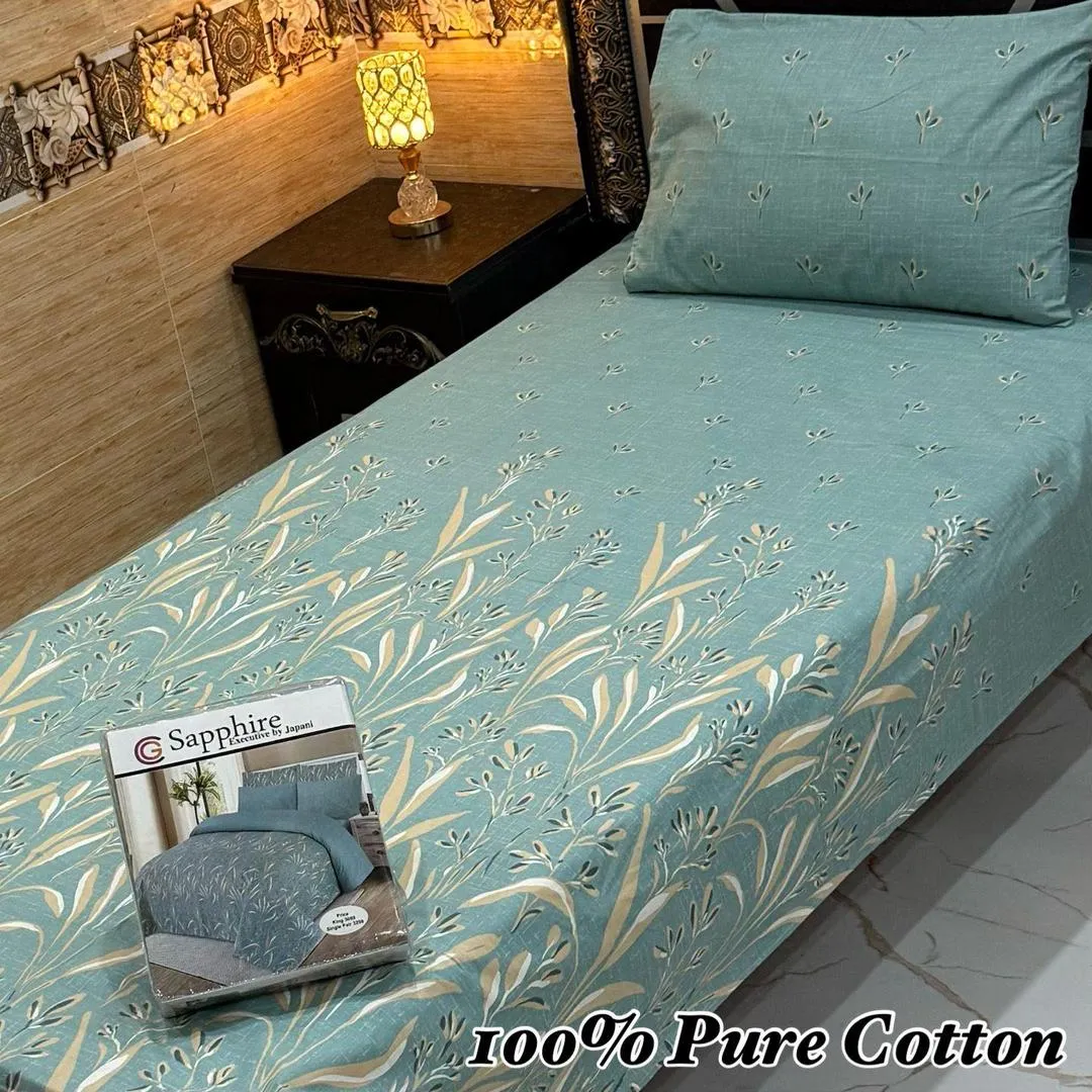 Vibrant 4 Pcs Pure Cotton Printed Single Bedsheet