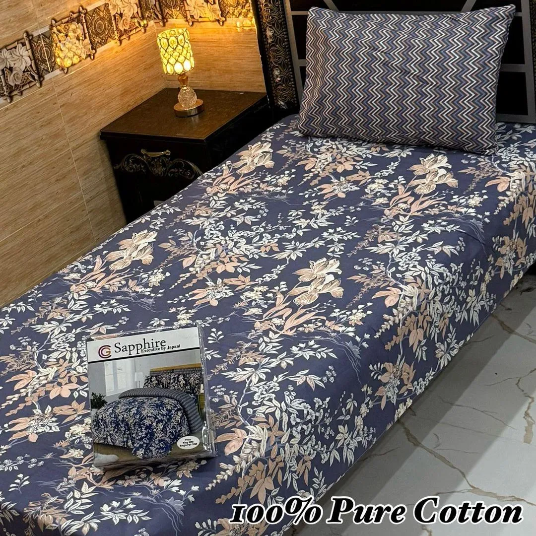 Vibrant 4 Pcs Pure Cotton Printed Single Bedsheet