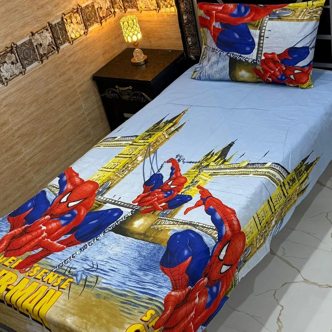 Vibrant 4 Pcs Export Cotton Printed Single Bedsheet