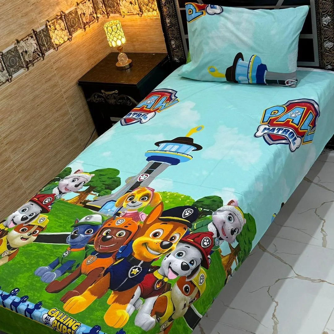 Vibrant 4 Pcs Export Cotton Printed Single Bedsheet