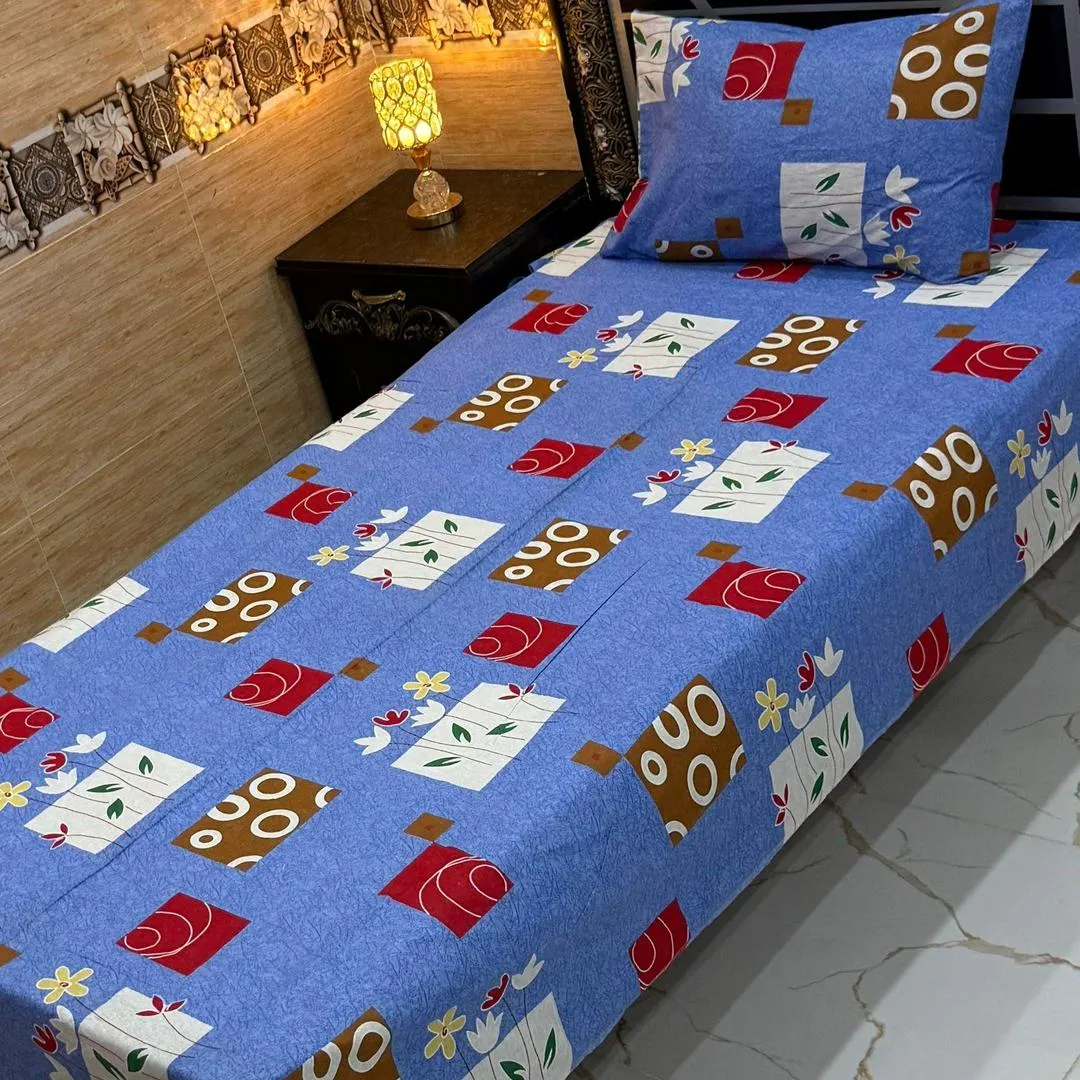 Vibrant 4 Pcs Export Cotton Printed Single Bedsheet