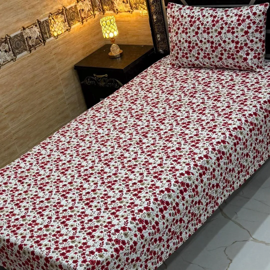 Stylish 4 Pcs Export Cotton Printed Single Bedsheet