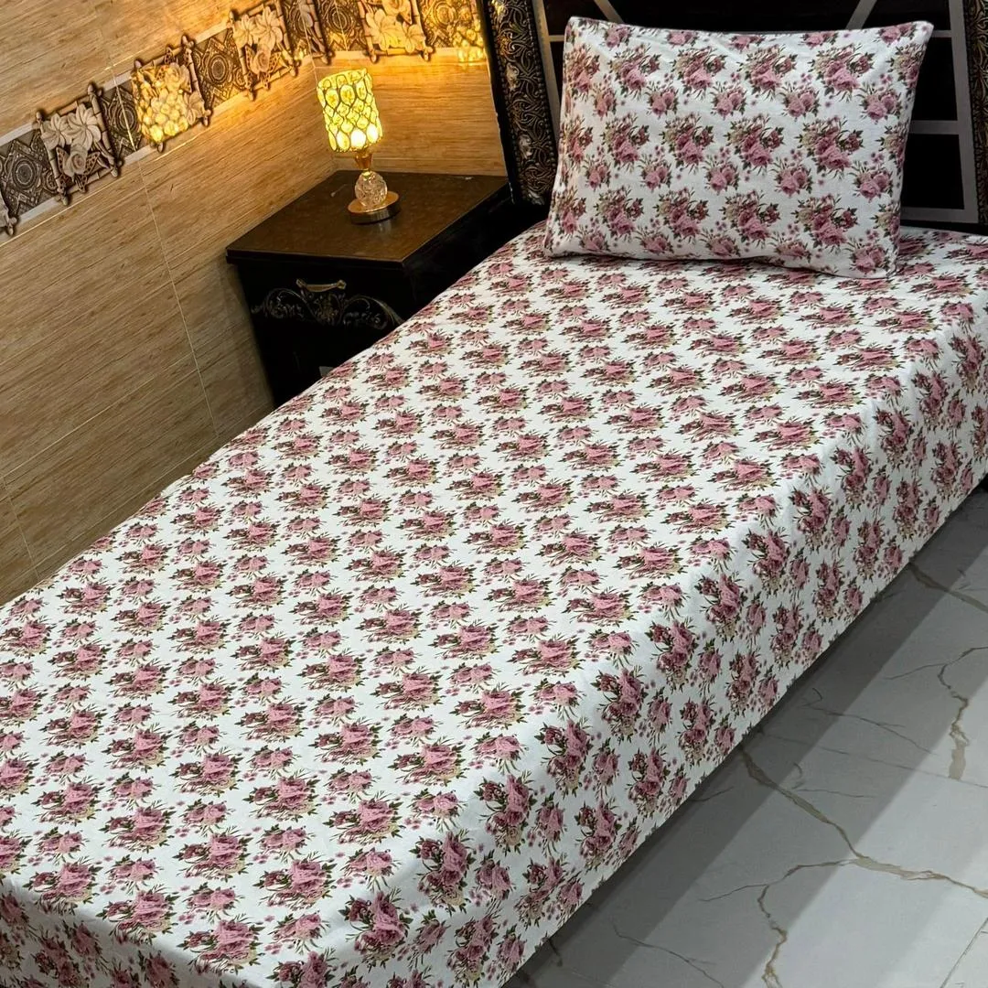 Stylish 4 Pcs Export Cotton Printed Single Bedsheet