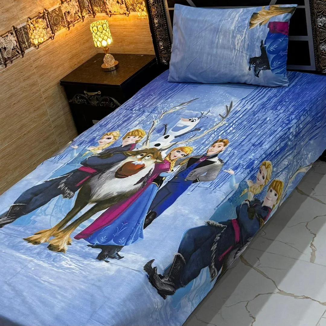 Stylish 4 Pcs Export Cotton Printed Single Bedsheet