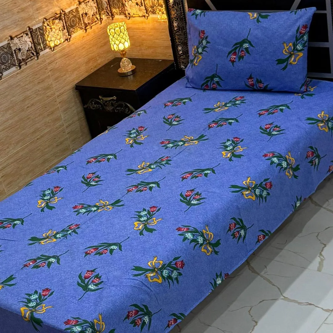 Stylish 4 Pcs Export Cotton Printed Single Bedsheet