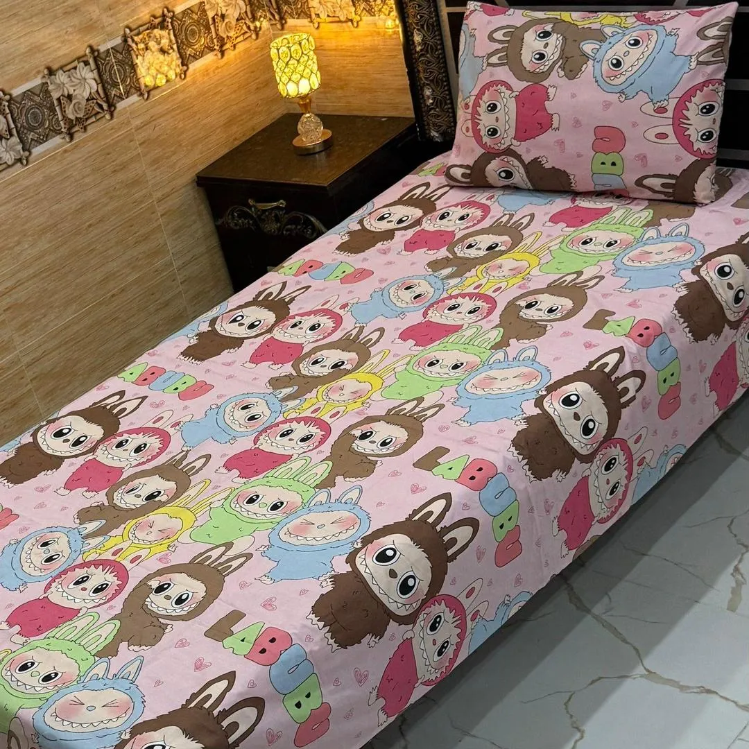 Stylish 4 Pcs Export Cotton Printed Single Bedsheet