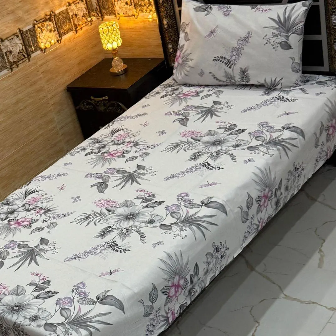 Stylish 4 Pcs Export Cotton Printed Single Bedsheet