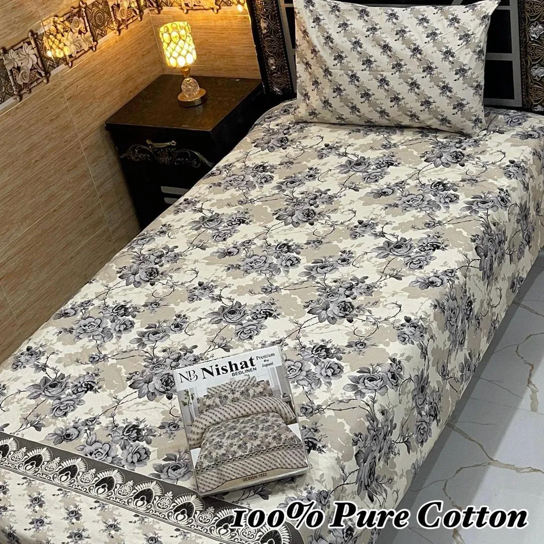 Vibrant 4 Pcs Pure Cotton Printed Single Bedsheet