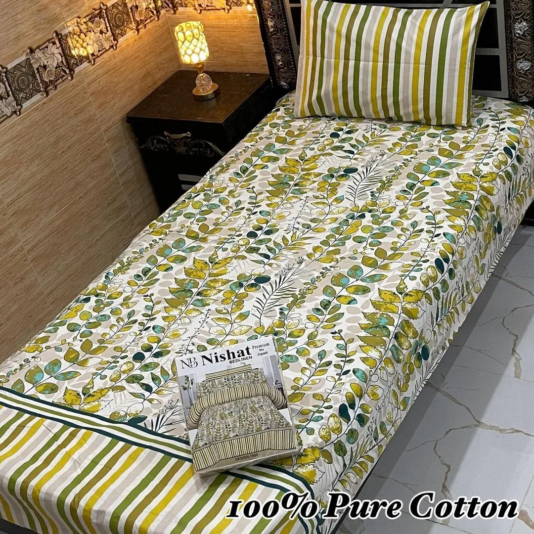 Vibrant 4 Pcs Pure Cotton Printed Single Bedsheet