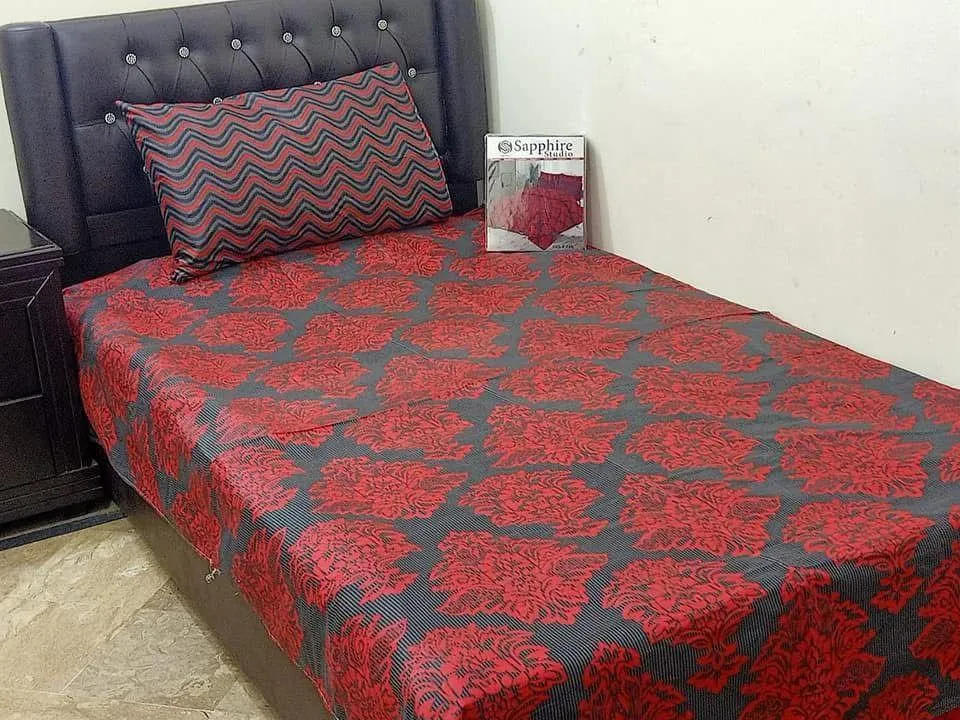 Stylish 4 Pcs Cotton Salonica Printed Single Bedsheet