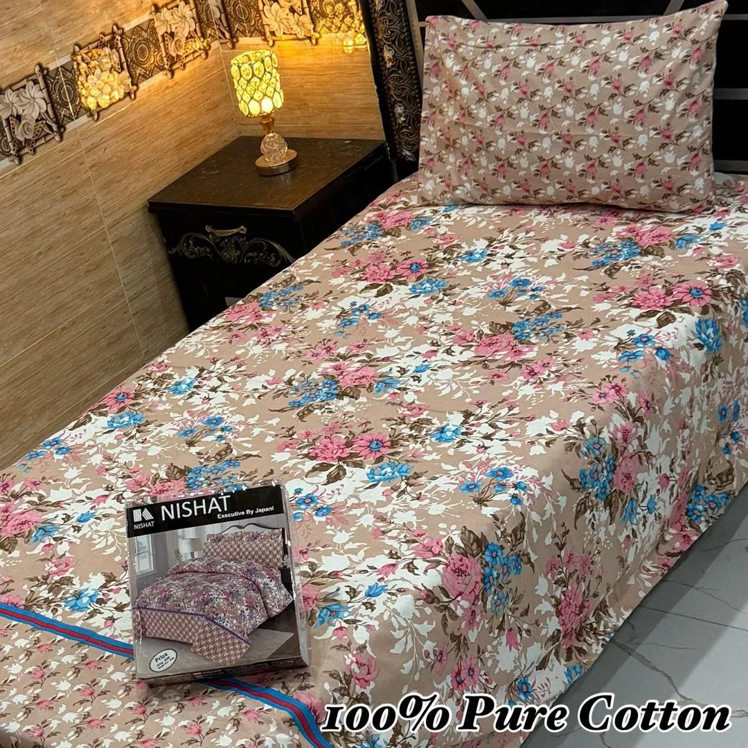 Vibrant 4 Pcs 100% Pure Cotton Printed Single Bedsheet