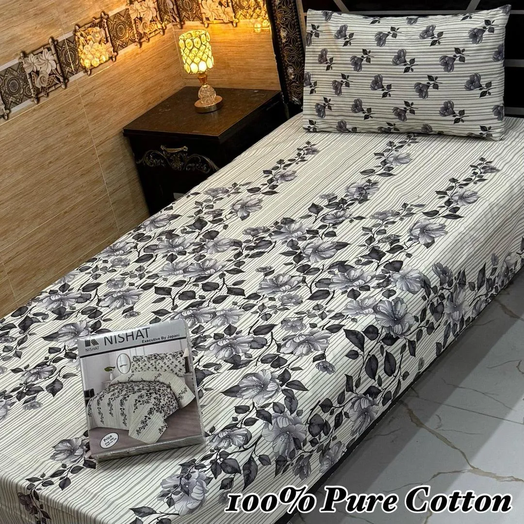 Vibrant 4 Pcs 100% Pure Cotton Printed Single Bedsheet