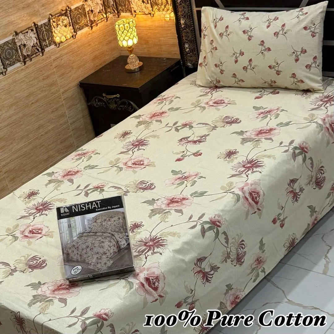 Vibrant 4 Pcs 100% Pure Cotton Printed Single Bedsheet