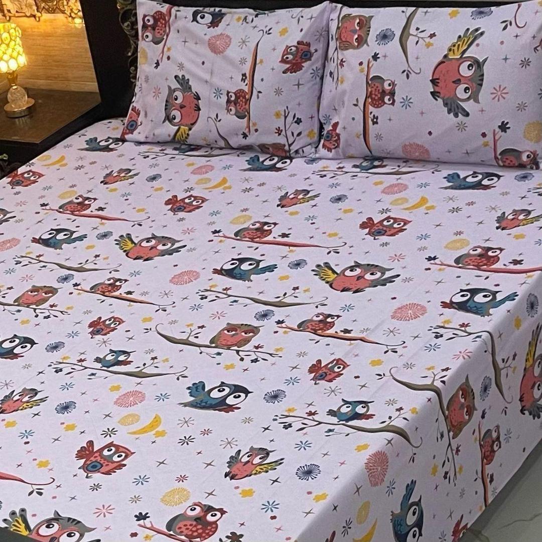 Stylish Printed Cotton King Size Bedsheet with 3 Pcs