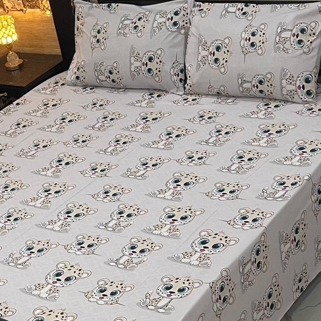 Stylish Printed Cotton King Size Bedsheet with 3 Pcs