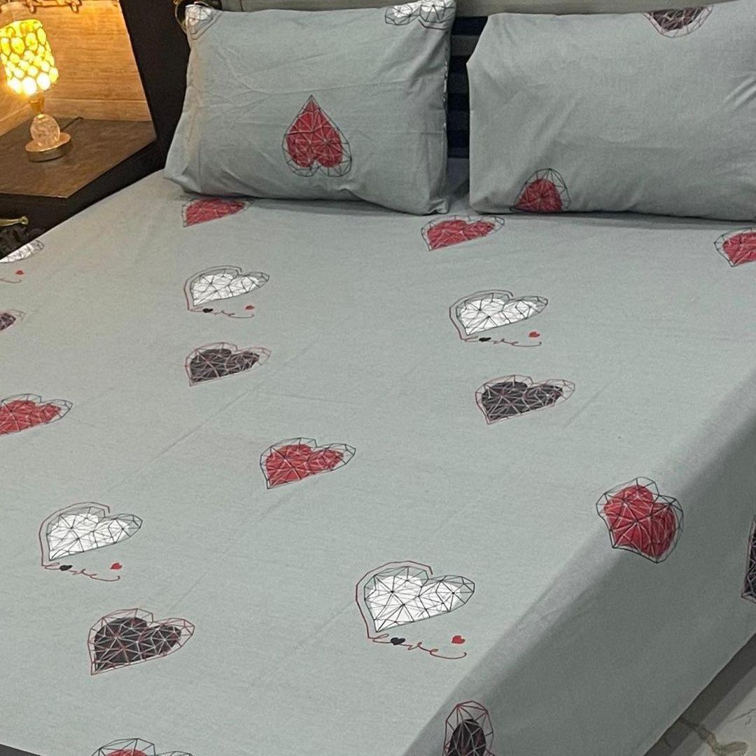 Stylish Printed Cotton King Size Bedsheet with 3 Pcs