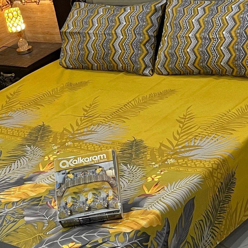 Beautiful Printed Double Bedsheet Set - 3 Pcs Mix Cotton Collection