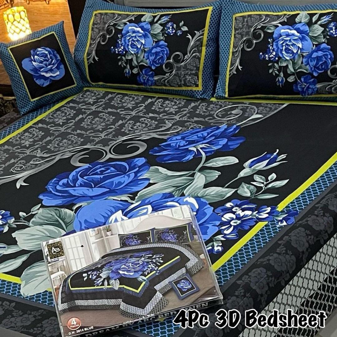 Multicolor Printed Double Bedsheet Set - 4 Pcs Crystal Cotton Collection
